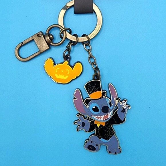 Loungefly Disney Lilo and Stitch Halloween Pumpkin Keychain Charm NEW - Picture 1 of 12